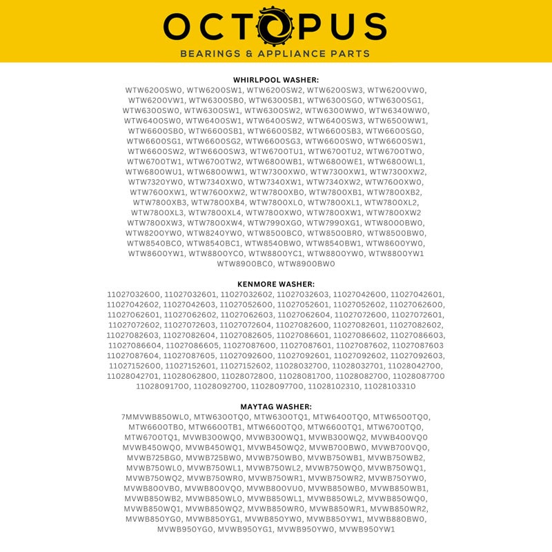 OCTOPUS AP5325033 & AH3503307 W10435274 Bearings Washer Tool Kit for Washers Includes Shaft, Washers, Bearings Seals Replacements Washer Tubs Shaft Repair Kits AP5325033 AH3503307 W10435274 â€“ 13pc Kit - Image 2